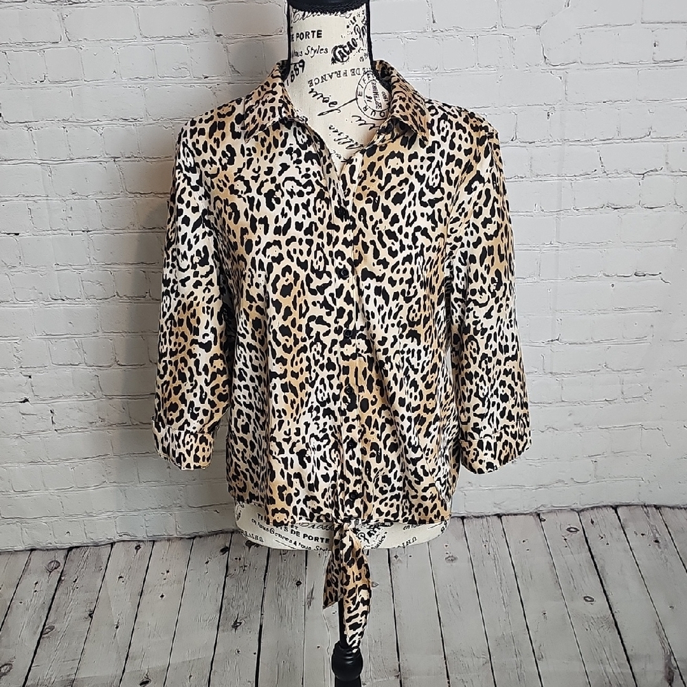 Chico's Leopard Print Button Down Top
